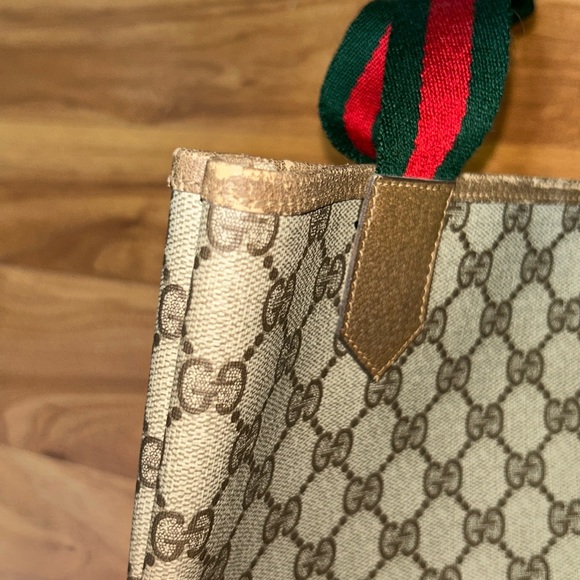 Authentic Vintage Gucci PVC Large Tote Bag with Web Handles - Picture 9 of 16